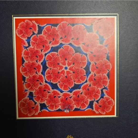 Brooks Brothers Scarf Collection Red Blue Floral 35"x35" silk - Picture 2 of 4